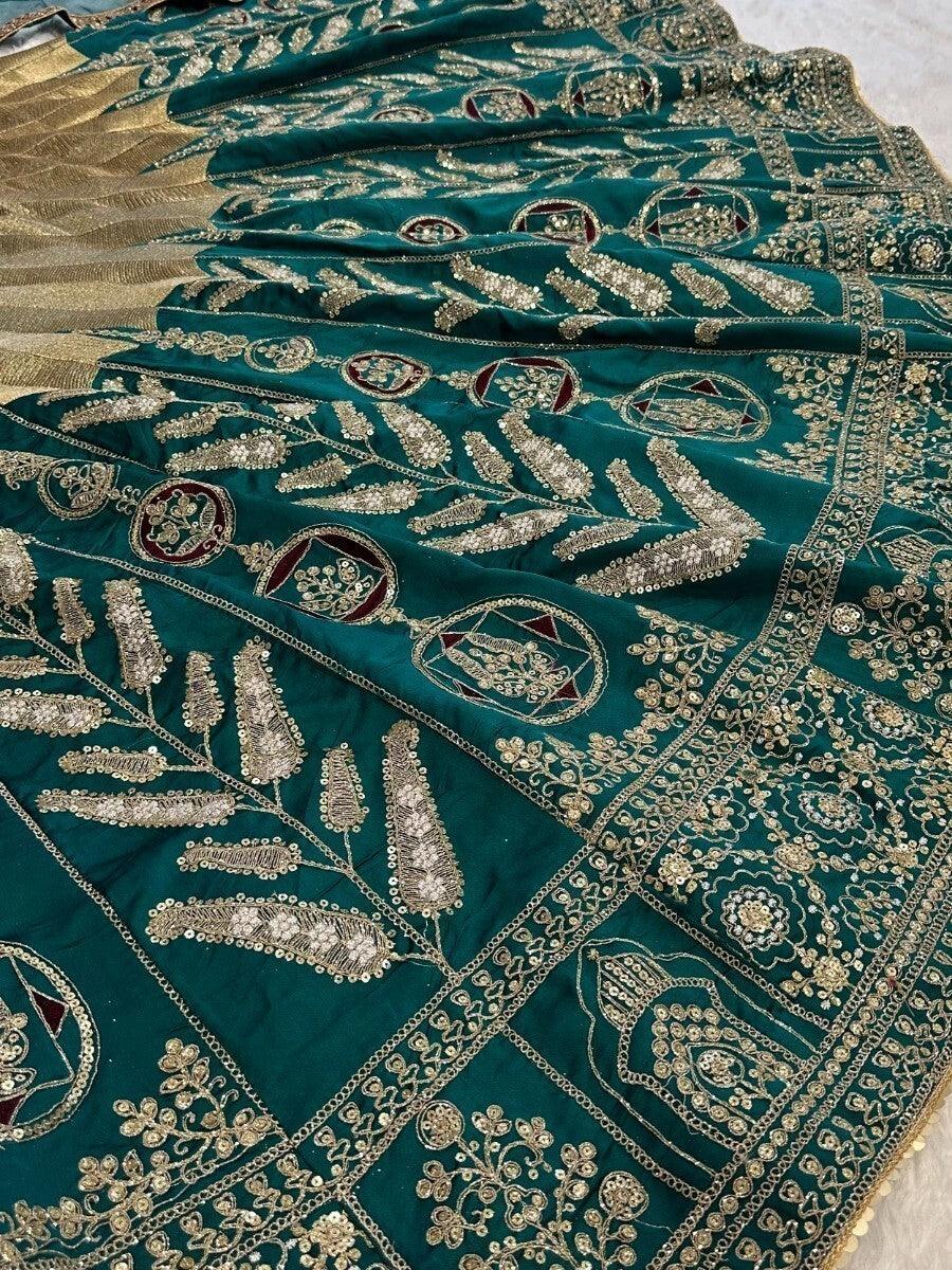 Green Thread Work Silk Engagement Wear Lehenga Choli
