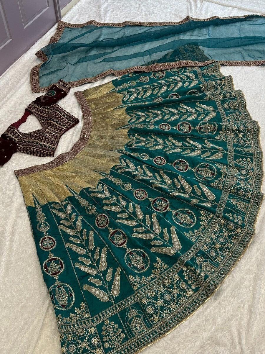 Green Thread Work Silk Engagement Wear Lehenga Choli
