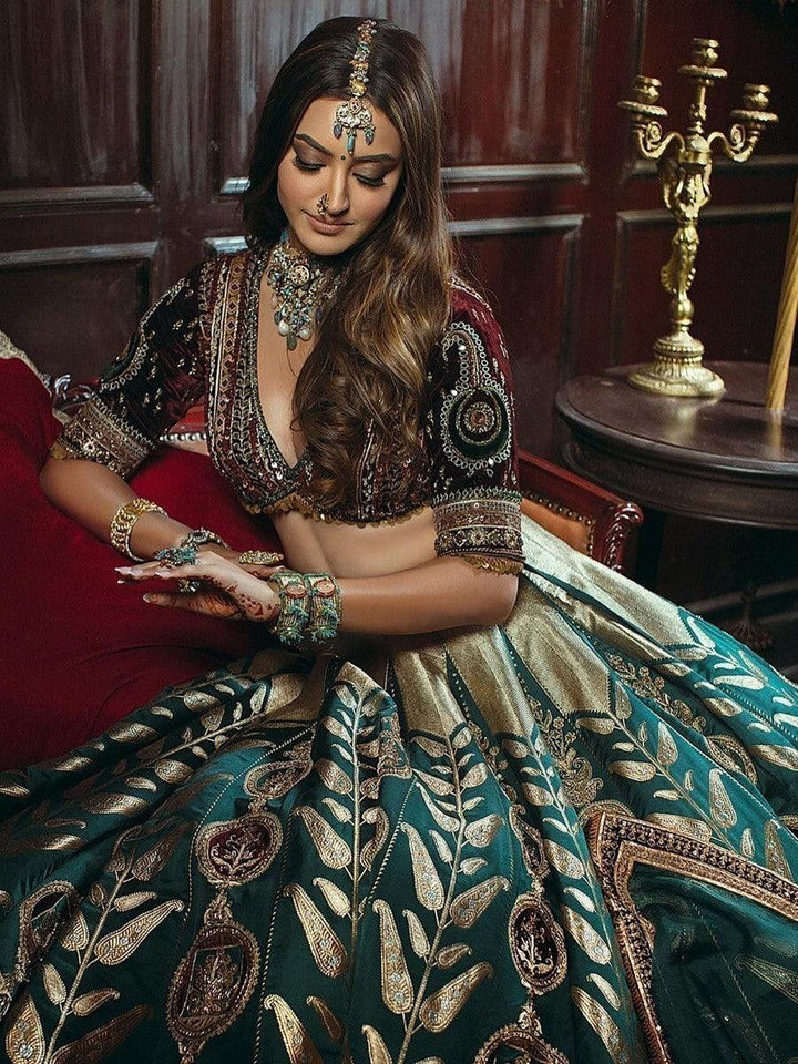 Green Thread Work Silk Engagement Wear Lehenga Choli