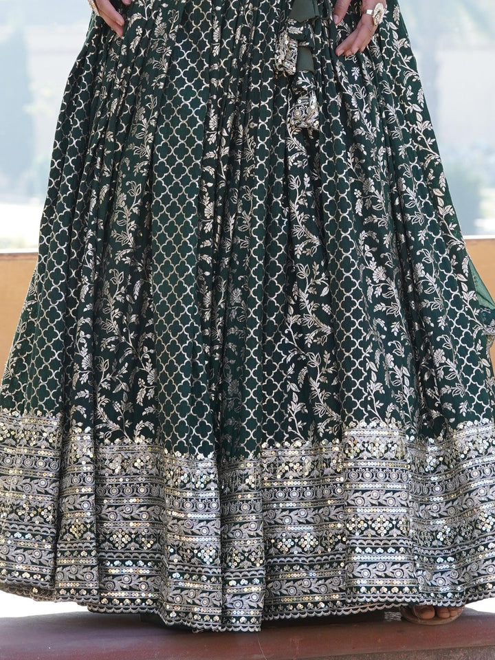 Green Sequins Jacquard Wedding Wear Lehenga Choli
