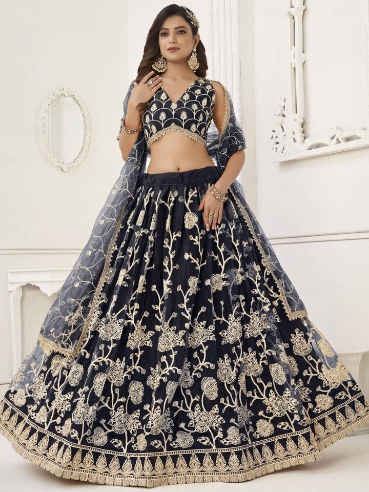 Black Sequins Net Reception Wear Lehenga Choli With Dupatta