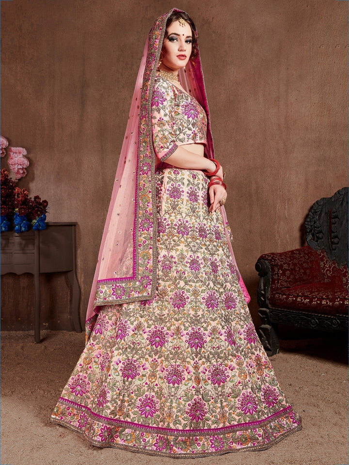 Arresting Pastel Pink Colored Bridal Wear Designer Embroidered Lehenga choli