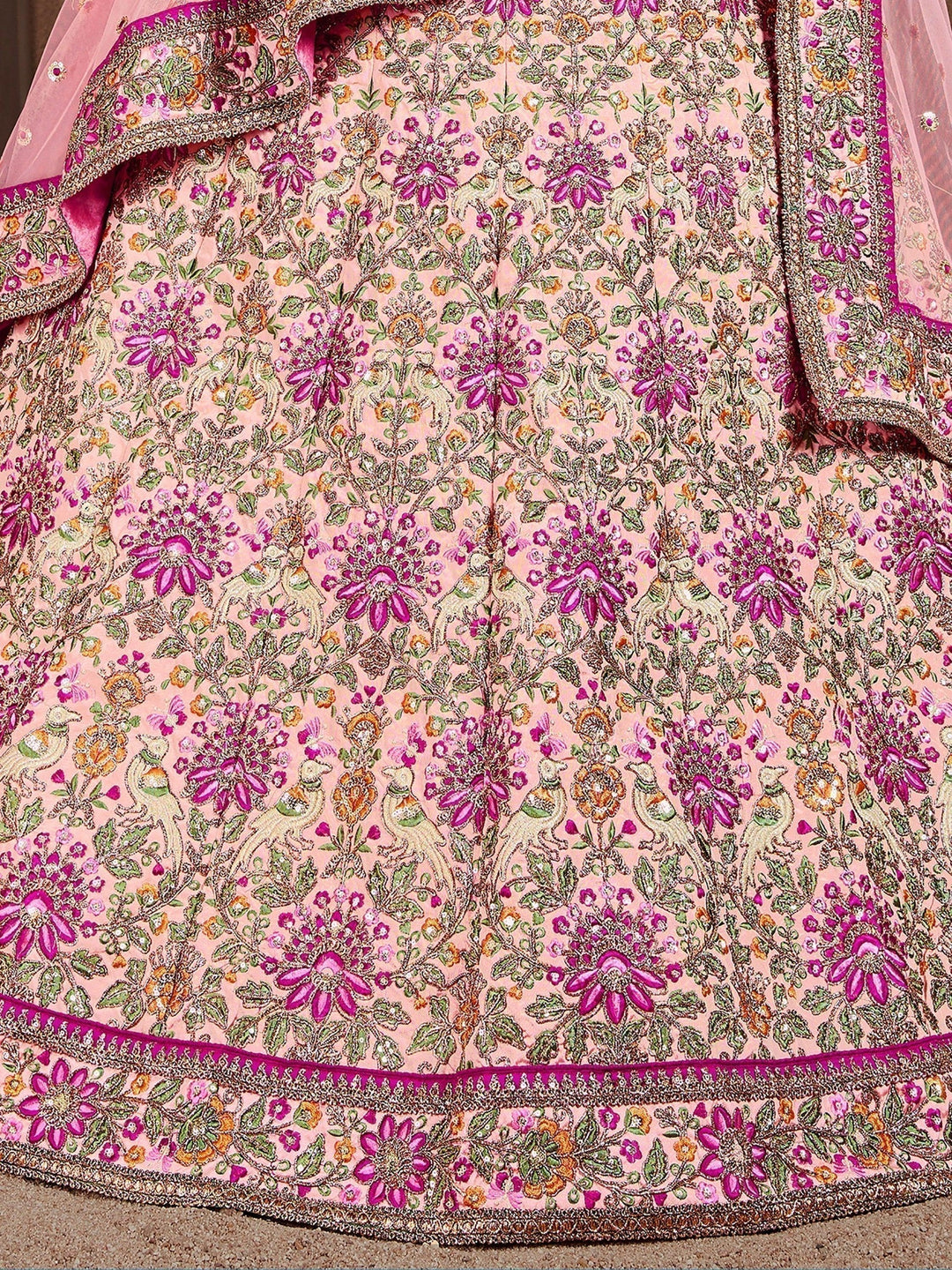 Arresting Pastel Pink Colored Bridal Wear Designer Embroidered Lehenga choli