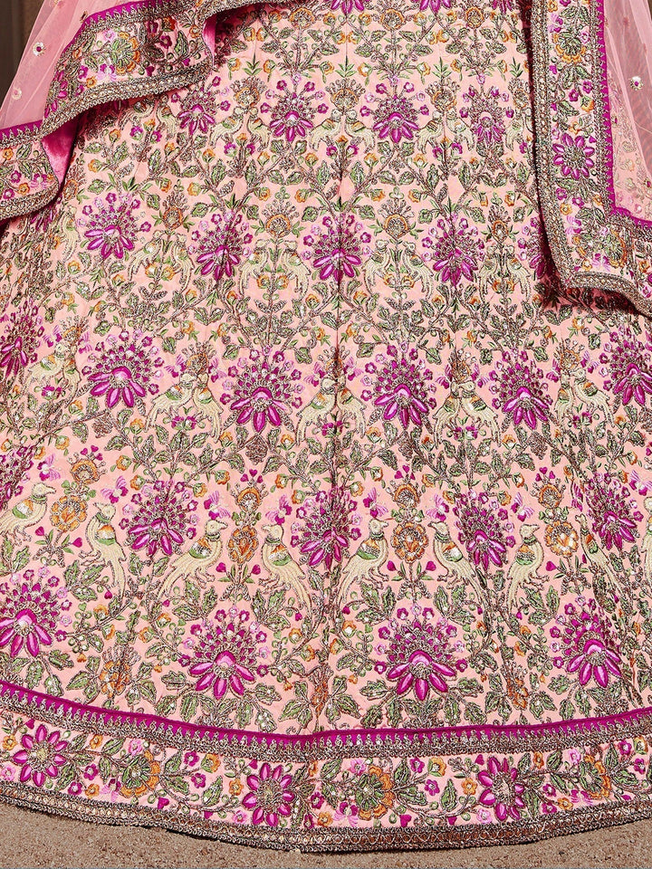 Arresting Pastel Pink Colored Bridal Wear Designer Embroidered Lehenga choli