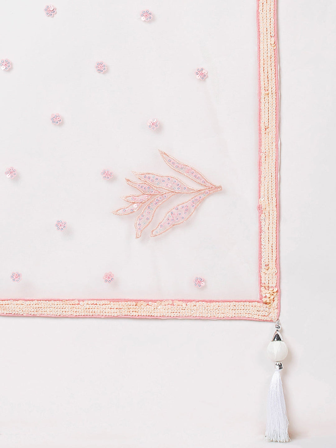 Off-White Sequins Net Lehenga Choli With Dupatta