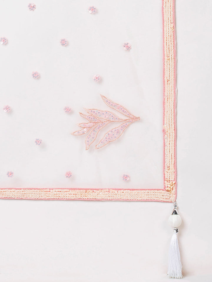 Off-White Sequins Net Lehenga Choli With Dupatta