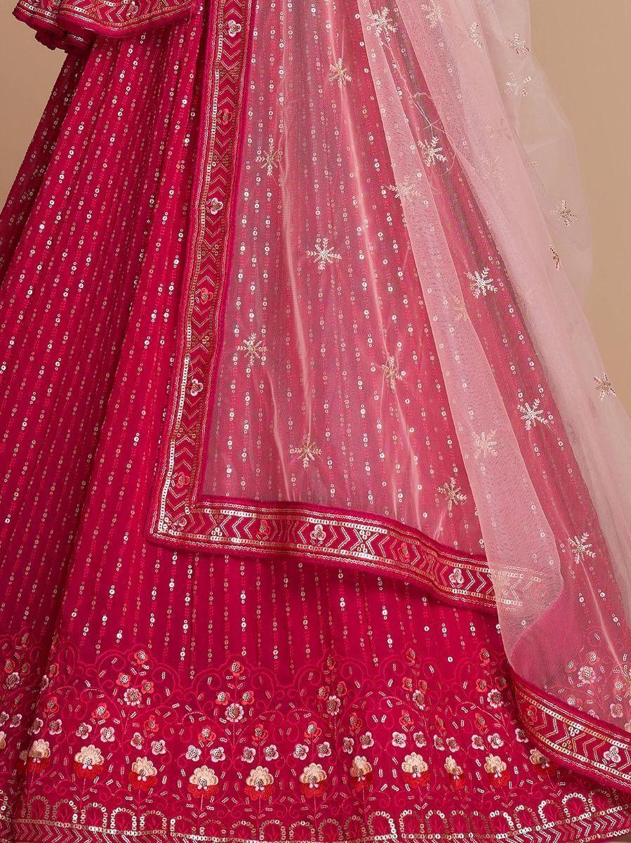 Rani Pink Embroidery Georgette Wedding Lehenga Choli