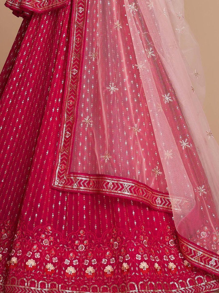Rani Pink Embroidery Georgette Wedding Lehenga Choli