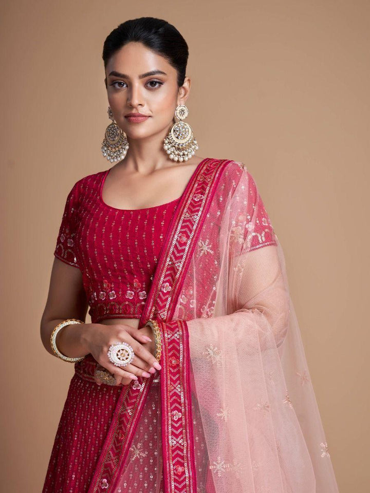 Rani Pink Embroidery Georgette Wedding Lehenga Choli
