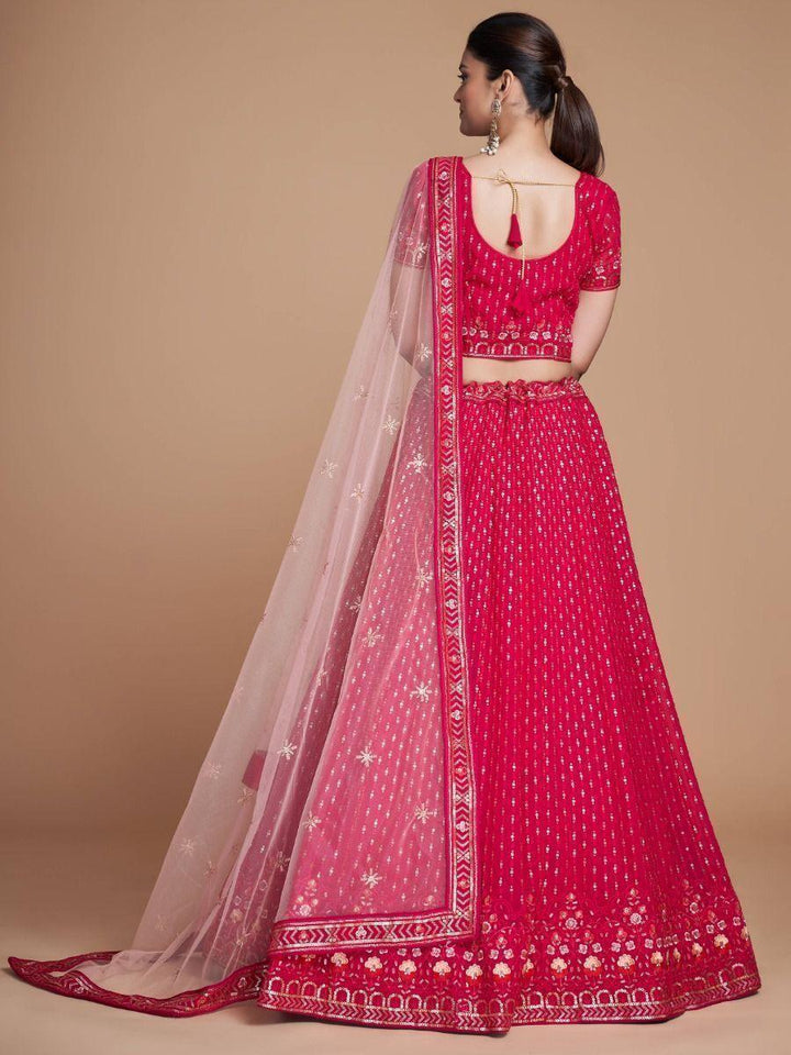 Rani Pink Embroidery Georgette Wedding Lehenga Choli