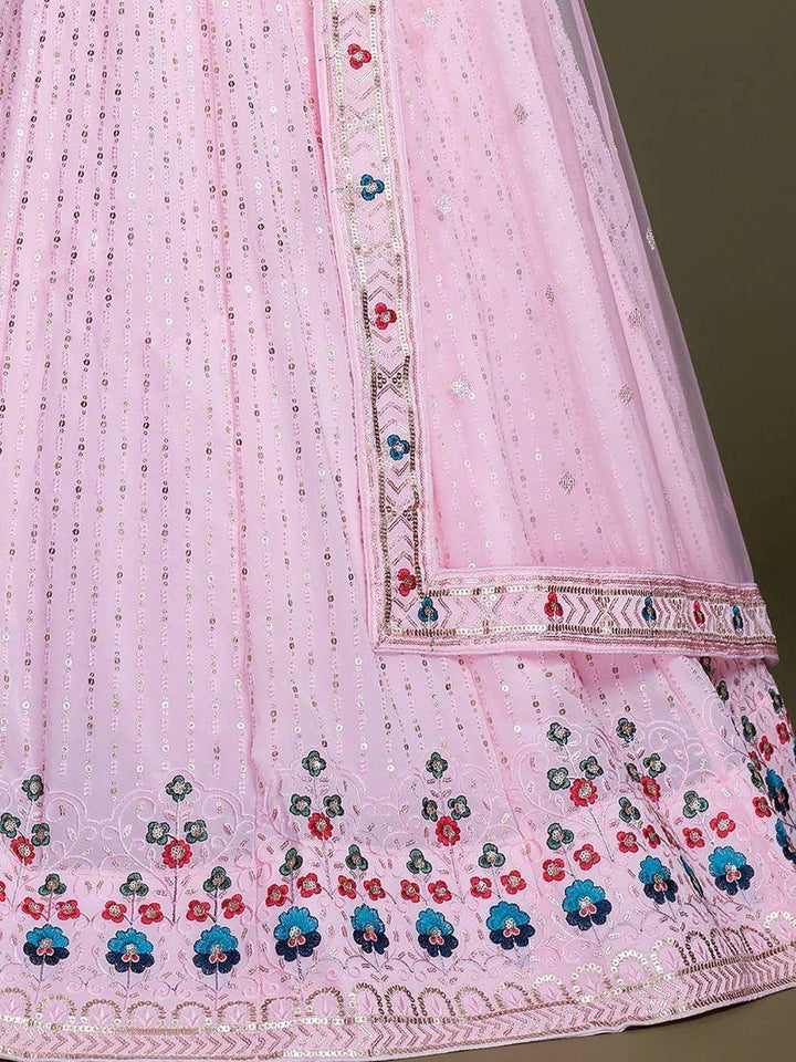 Charming Light Pink Embroidery Georgette  Designer Lehenga Choli