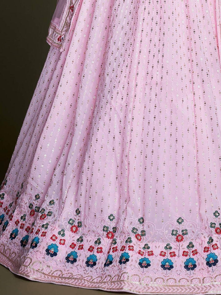Light Pink Embroidery Georgette  Designer Lehenga Choli