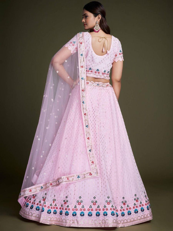 Light Pink Embroidery Georgette  Designer Lehenga Choli