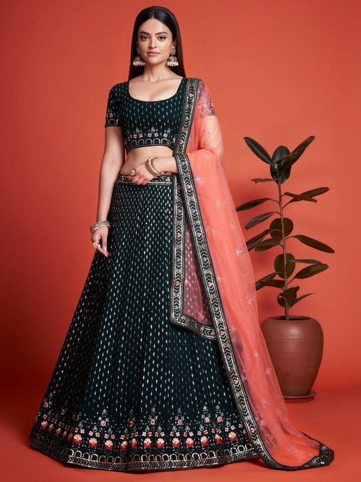 Green Embroidery Georgette  Wedding Wear Lehenga Choli