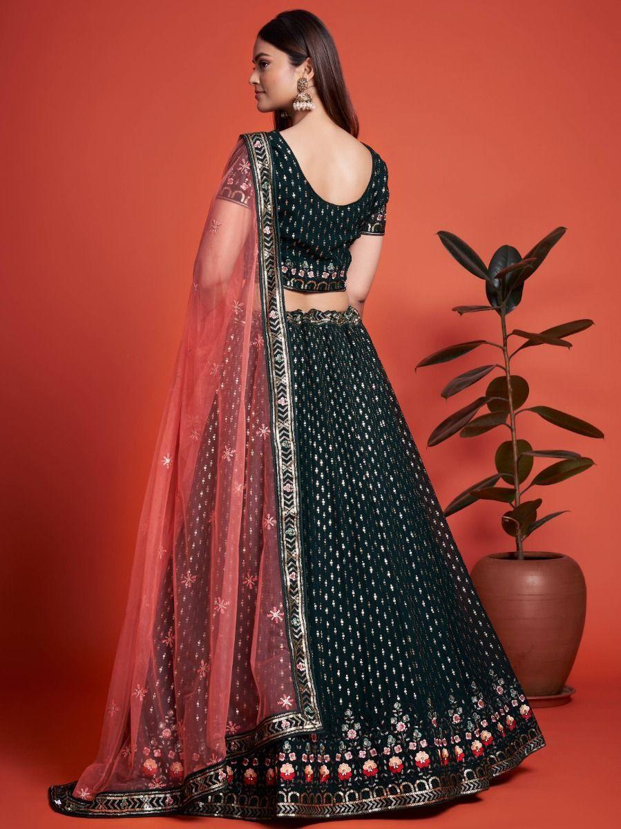 Green Embroidery Georgette  Wedding Wear Lehenga Choli