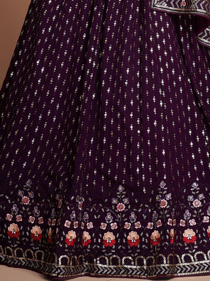 Glamorous Purple Embroidery Georgette Designer Lehenga Choli