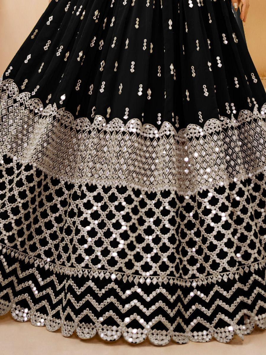 Beautiful Black Sequins Georgette Reception Wear Lehenga Choli