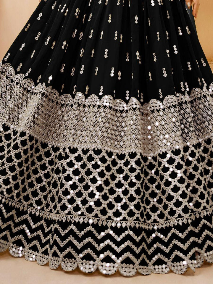 Beautiful Black Sequins Georgette Reception Wear Lehenga Choli