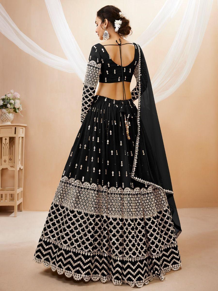 Black Sequins Georgette Reception Wear Lehenga Choli