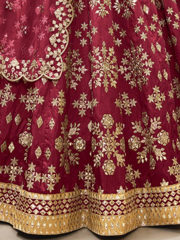Red Zari Work Art Silk Wedding Wear Lehenga Choli
