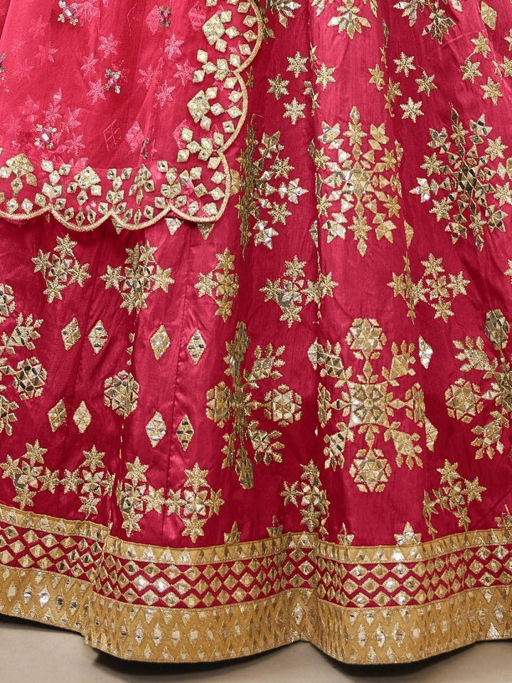 Pink Zari Work Art Silk Engagement Wear Lehenga Choli