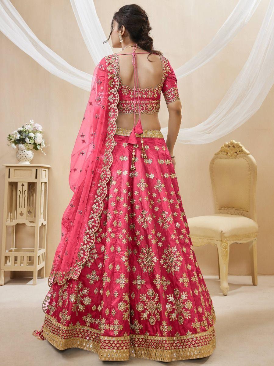 Pink Zari Work Art Silk Engagement Wear Lehenga Choli