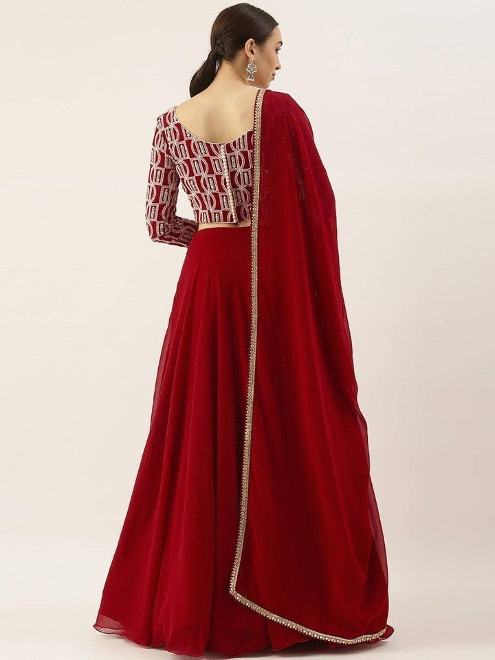 Red Georgette Event Wear Lehenga With Embroidered Choli