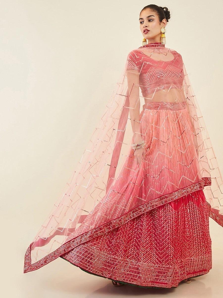 Pink Sequins Art Silk Festival Wear Lehenga Choli