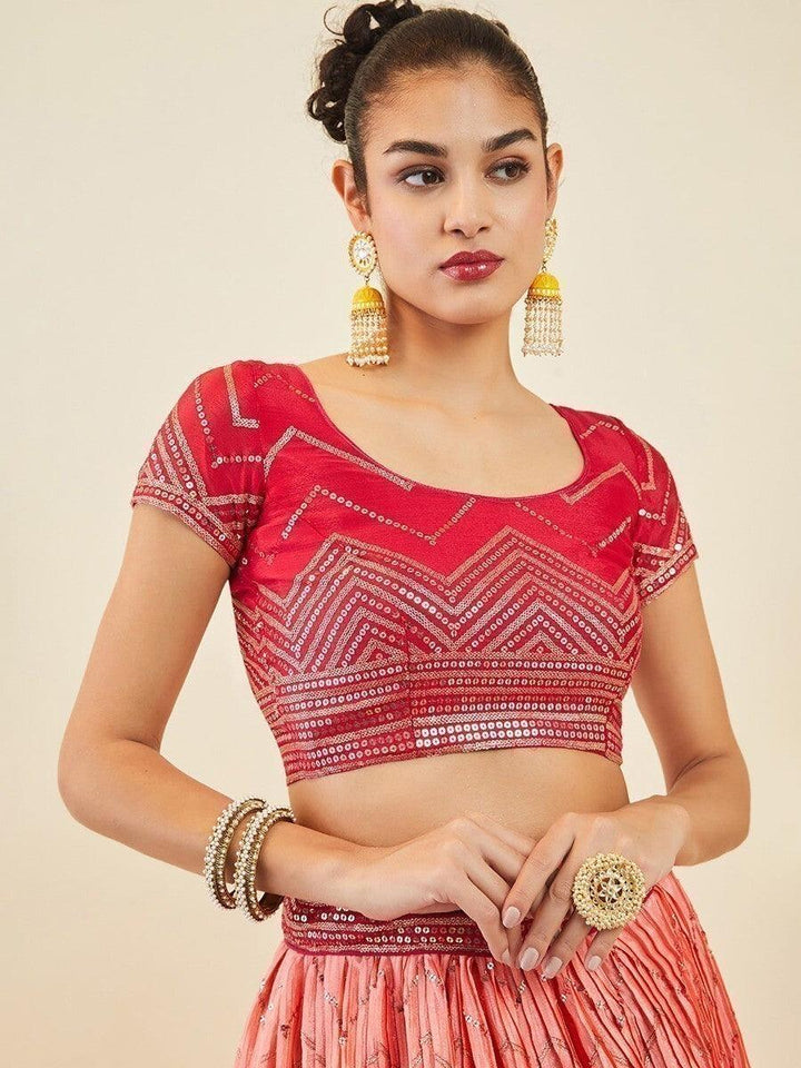 Pink Sequins Art Silk Festival Wear Lehenga Choli
