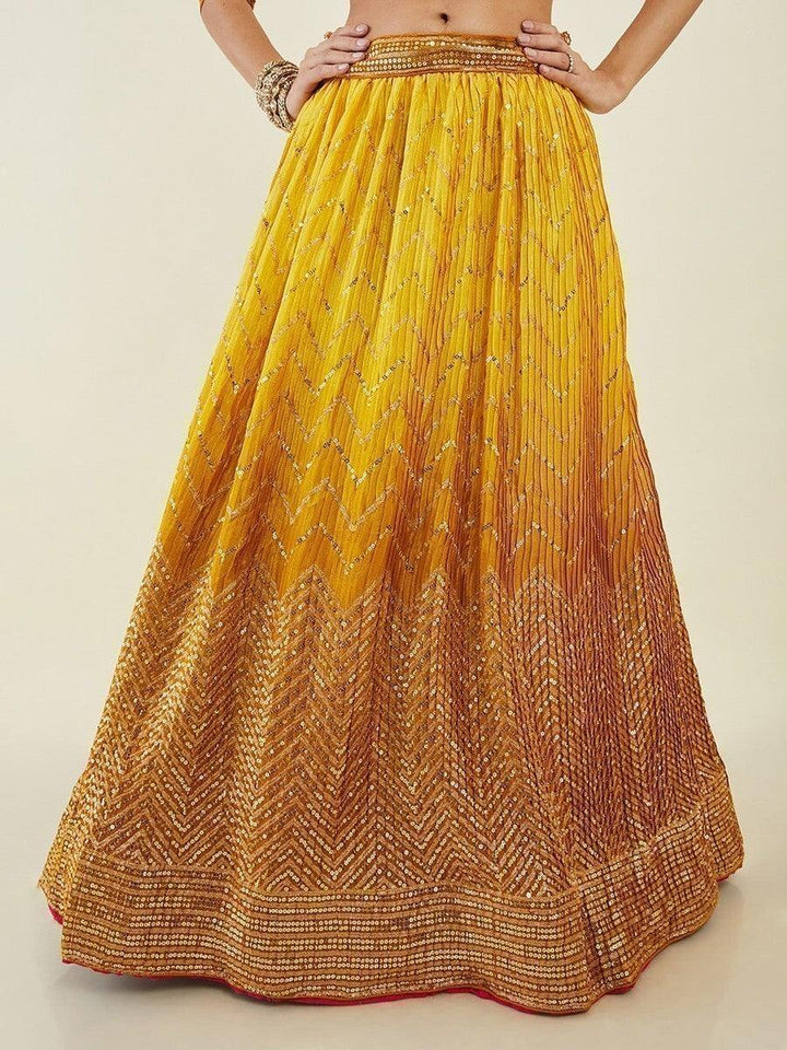 Yellow Sequins Art Silk Haldi Wear Lehenga Choli With Dupatta