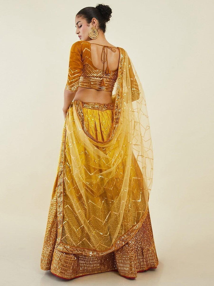 Yellow Sequins Art Silk Haldi Wear Lehenga Choli With Dupatta