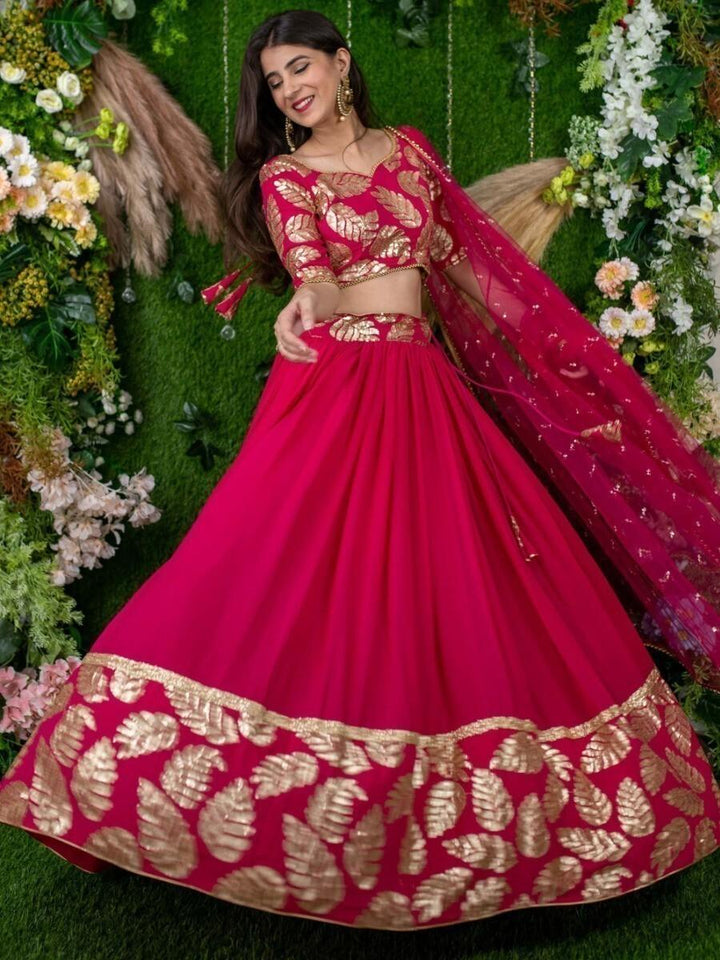 Pink Sequin Embroidered Georgette Engagement Wear Lehenga Choli