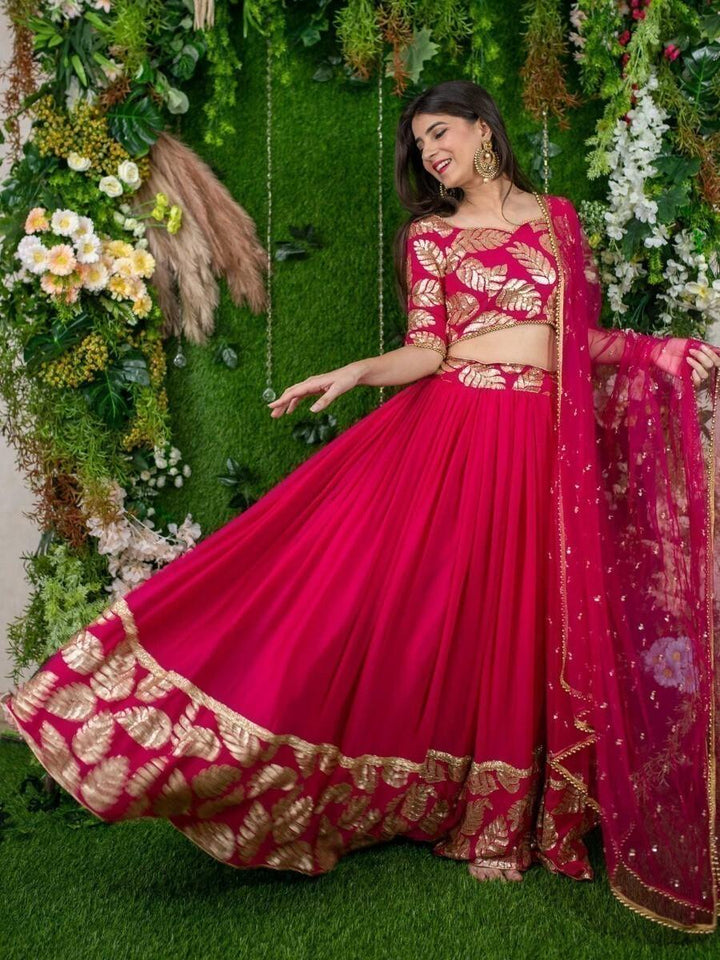 Pink Sequin Embroidered Georgette Engagement Wear Lehenga Choli