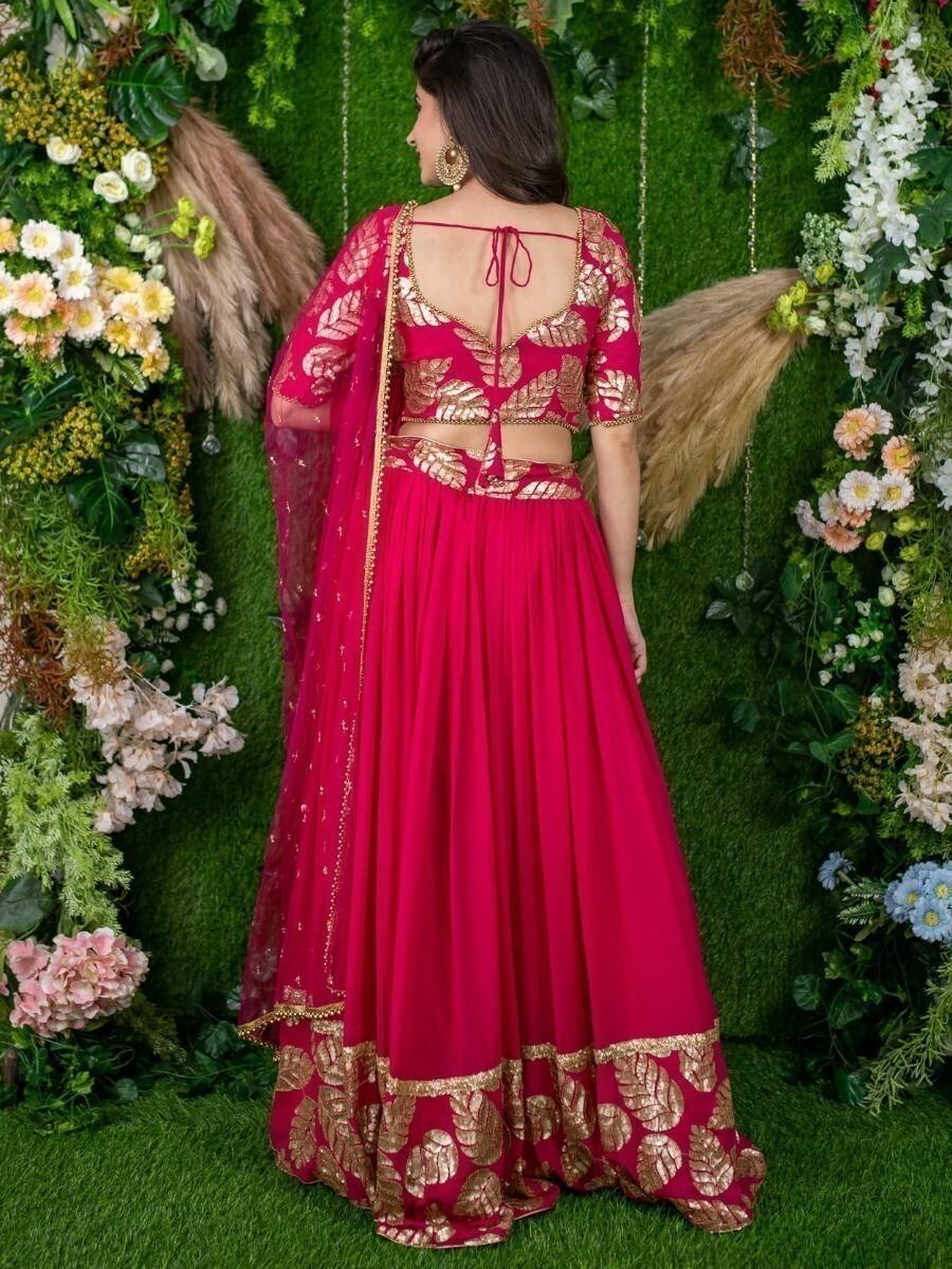 Pink Sequin Embroidered Georgette Engagement Wear Lehenga Choli