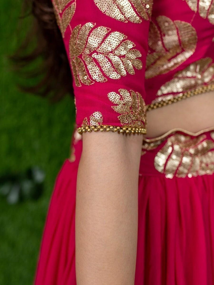 Pink Sequin Embroidered Georgette Engagement Wear Lehenga Choli