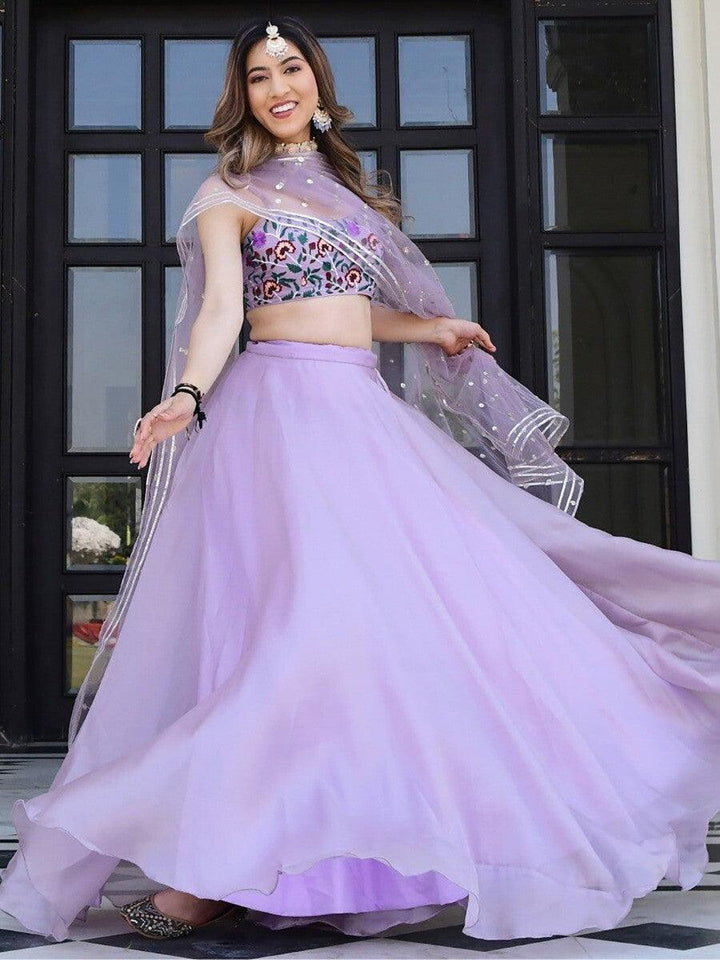 Lavender Organza Reception Wear Lehenga Choli