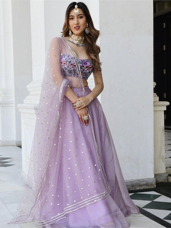 Lavender Organza Reception Wear Lehenga Choli