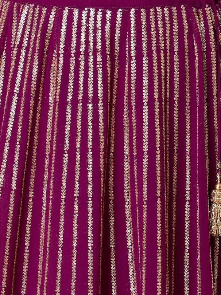 Dark Purple Sequin Georgette Engagement Wear Lehenga Choli