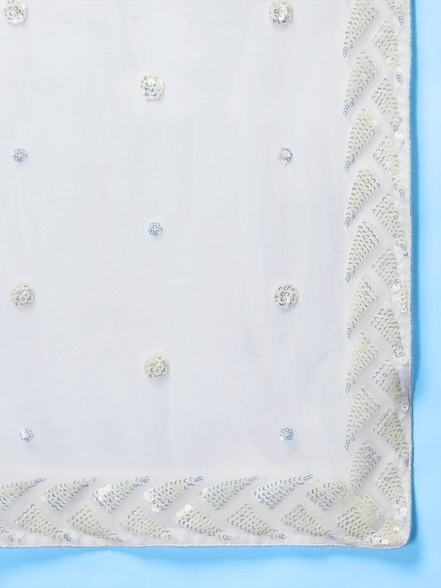 White Sequins Net Sangeet Wear Lehenga Choli With Dupatta