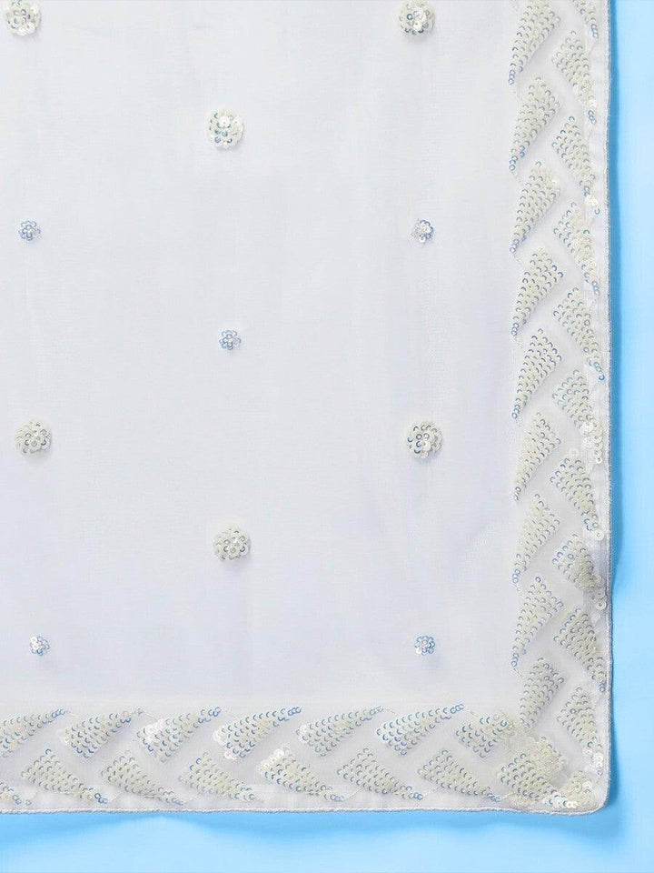 White Sequins Net Sangeet Wear Lehenga Choli With Dupatta