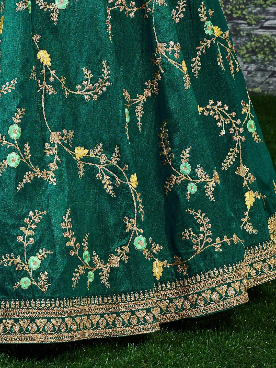 Green Color Bridalwear Embroidered Lehenga Choli