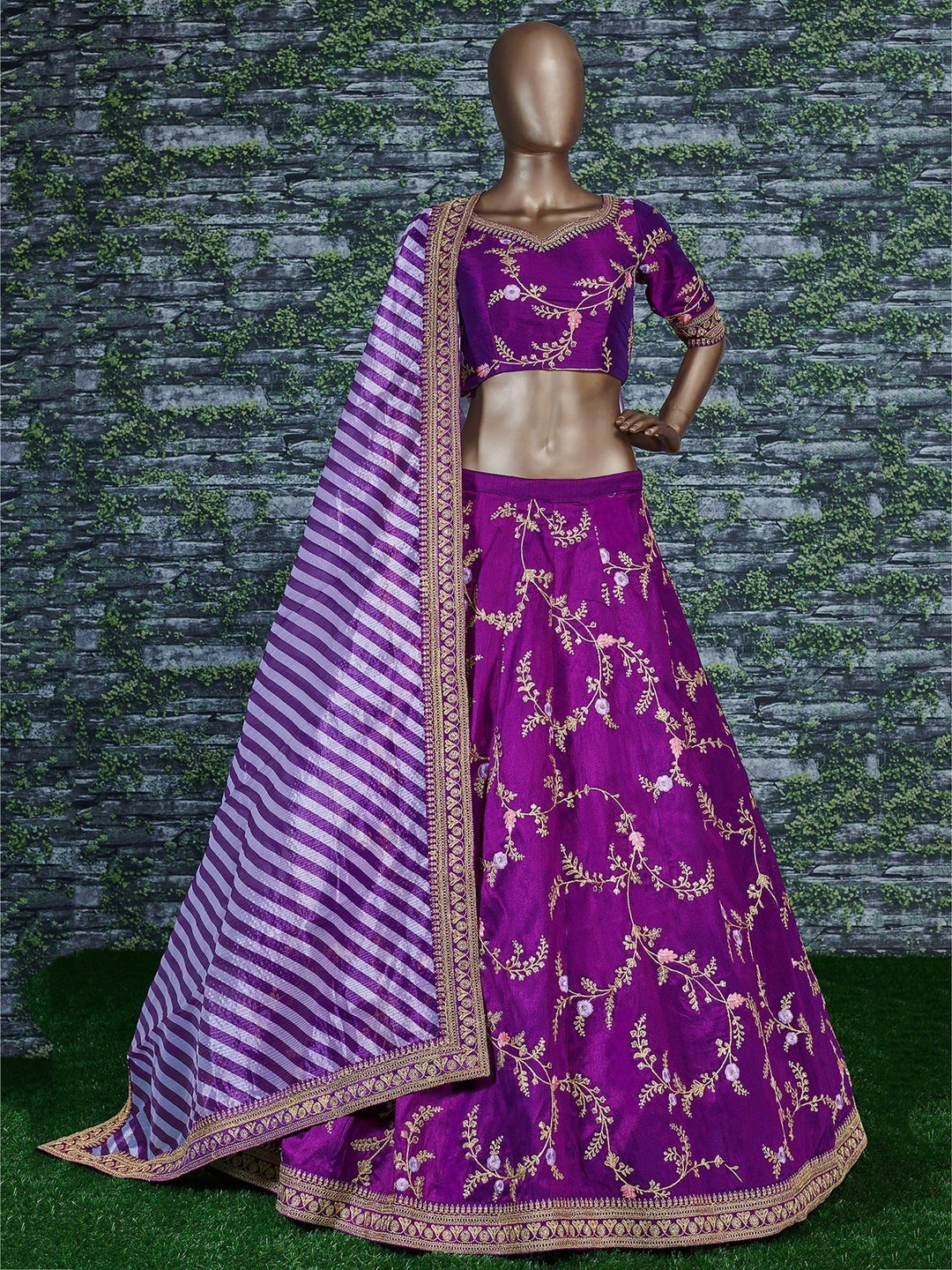 Purple Color Bridalwear Embroidered Lehenga Choli
