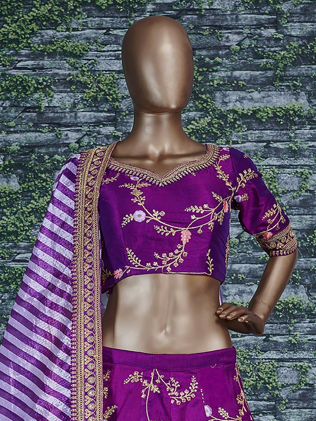 Purple Color Bridalwear Embroidered Lehenga Choli