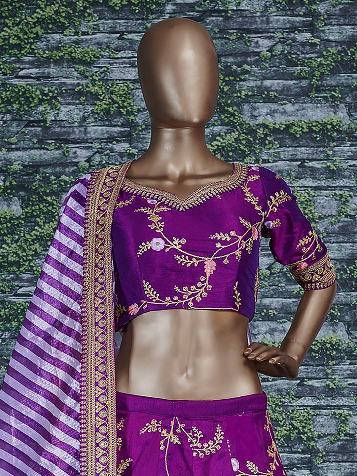 Purple Color Bridalwear Embroidered Lehenga Choli