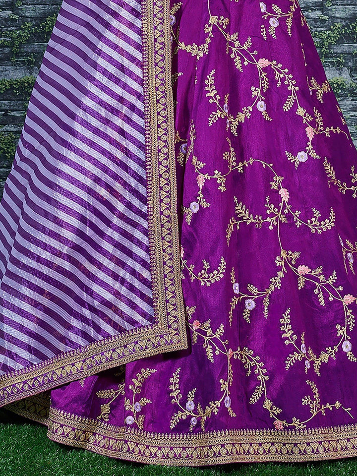 Purple Color Bridalwear Embroidered Lehenga Choli