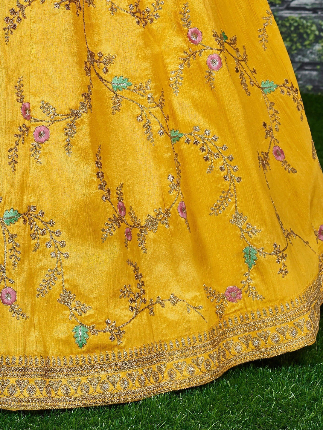 Yellow Color Bridalwear Embroidered Lehenga Choli