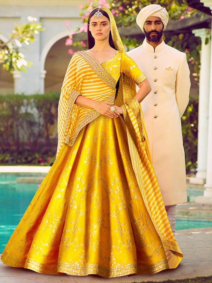 Yellow Color Bridalwear Embroidered Lehenga Choli