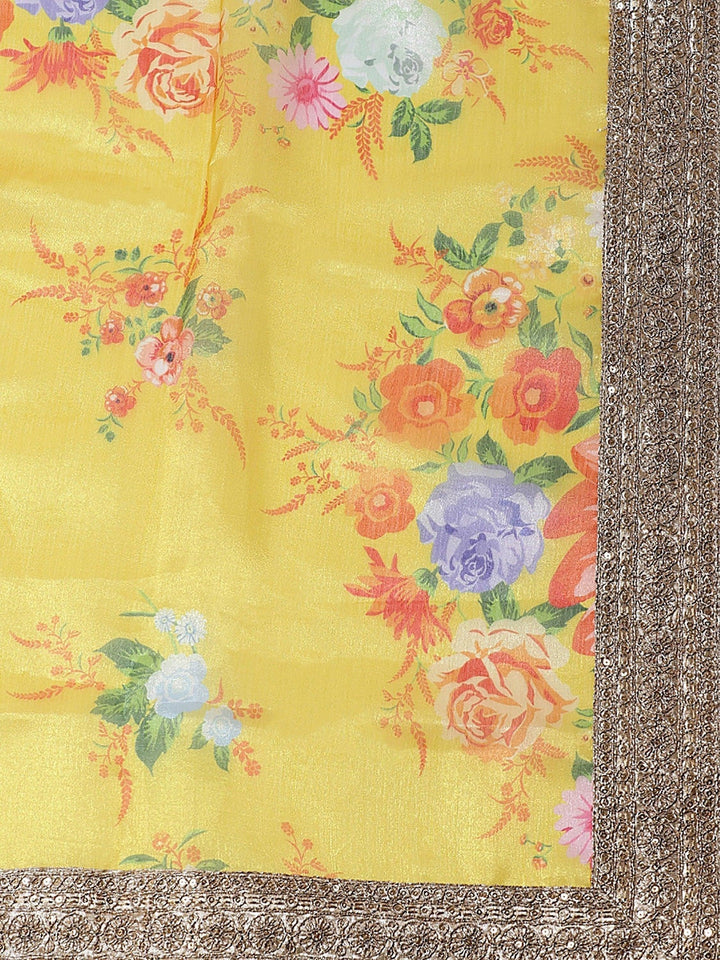 Yellow-Orange Designer Digital Printed Lehenga Choli