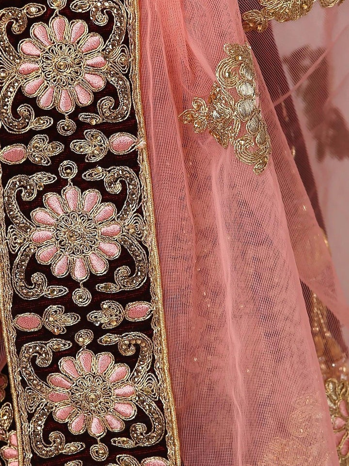 Exceptional Maroon Colored Wedding Wear Embroidered Lehenga Choli