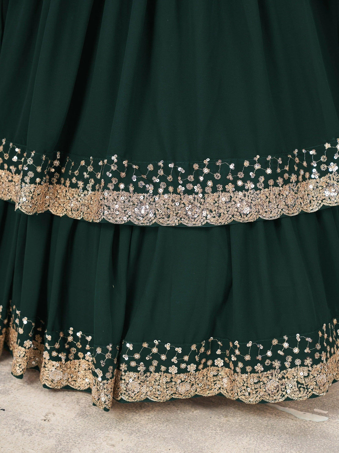 Green Sequins Georgette Wedding Wear Lehenga Choli